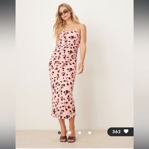 ASOS Pink Floral Strapless Dress